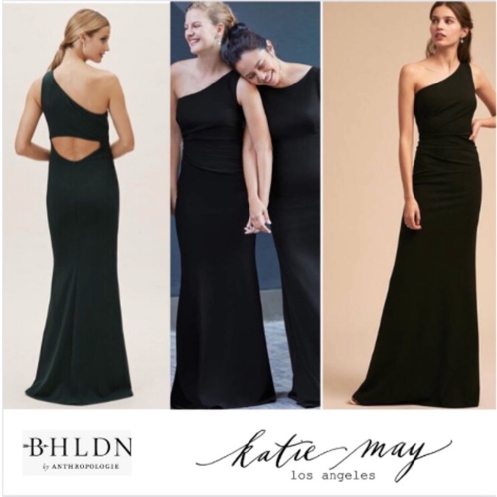 Katie May Los Angeles Black Stretch One Shoulder Rouched Key Hole Back Size 6
